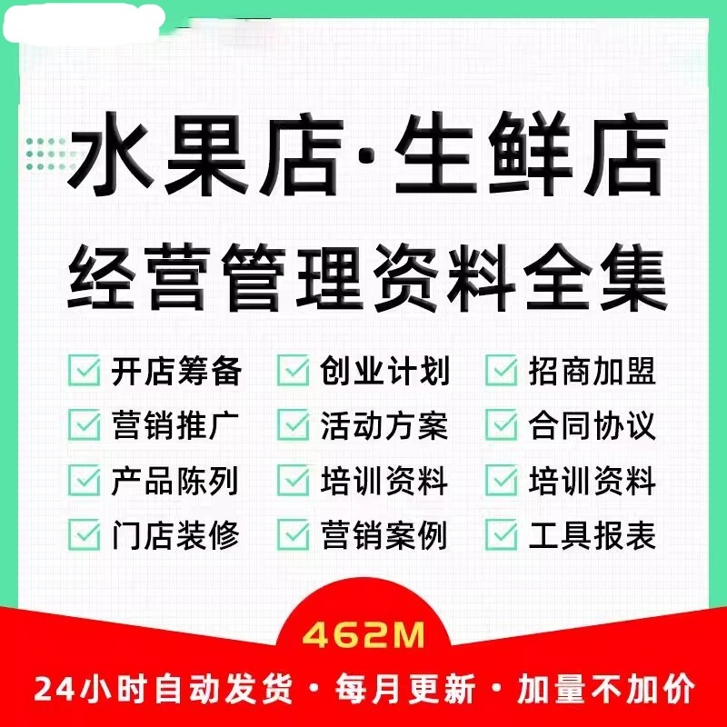 水果店生鲜超市经营管理资料开店筹备创业计划书营销推广案例全集